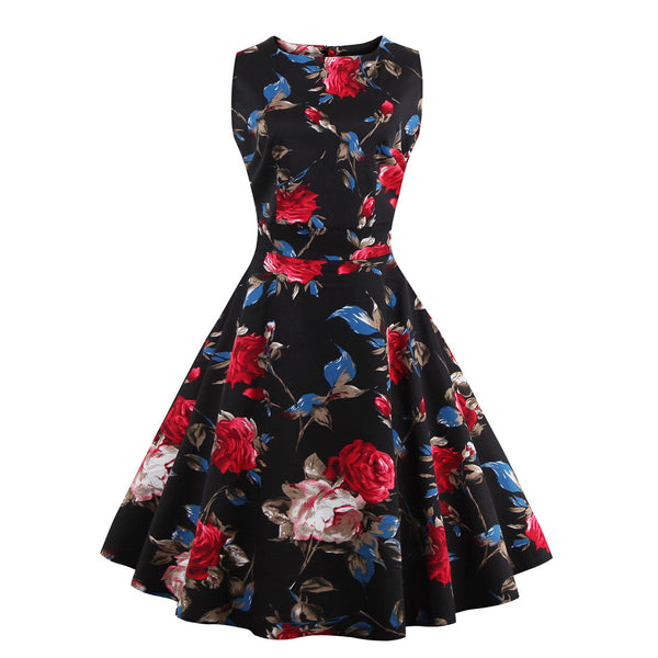 Black Floral Vintage Dress – Lily & Co.