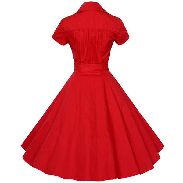 Red Short Sleeve Vintage Dress – Lily & Co.