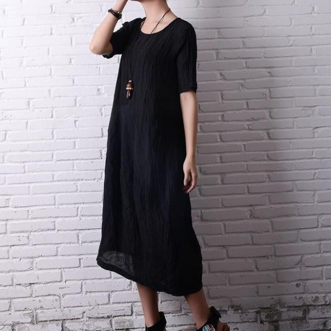 black linen dress with sleeves
