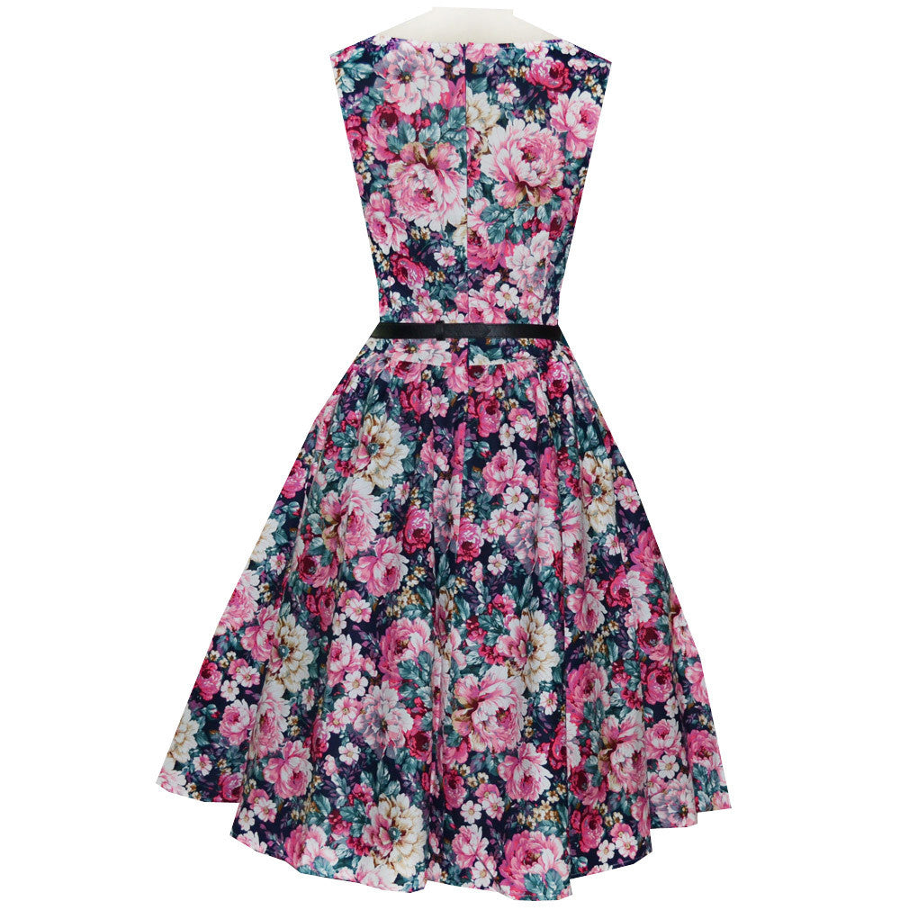 Belted Pink and Blue Floral Vintage Dress – Lily & Co.