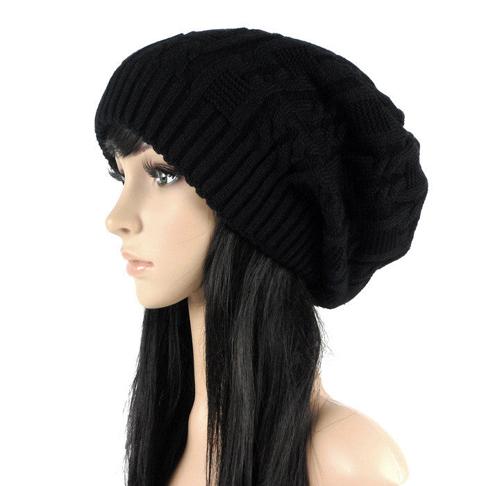 Black Slouchy Knitted Hat – Lily & Co.