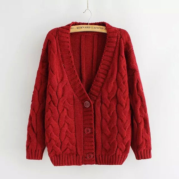 Cabled Sweater cardigan in Red – Lily & Co.