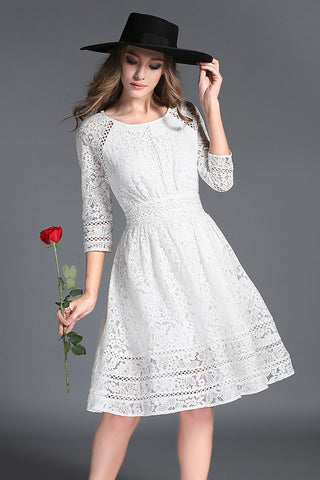 White Long Sleeve Lace Dress – Lily & Co.