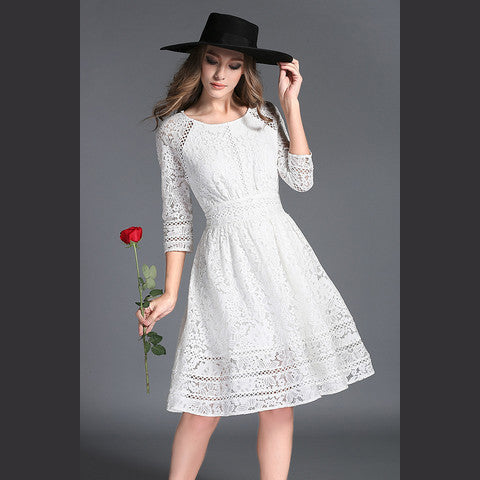 White Long Sleeve Lace Dress – Lily & Co.