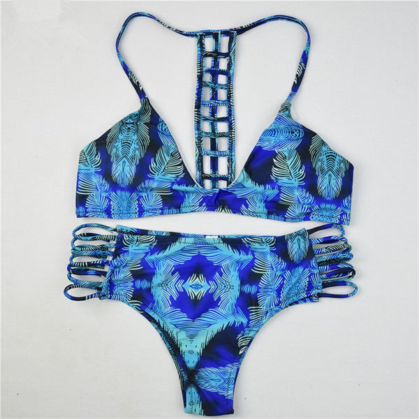 Blue Floral Print Swimsuit Swimwear Bikini Set – Lily & Co.