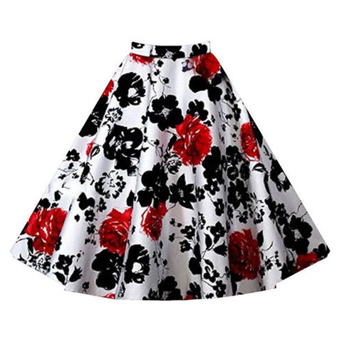 Red Floral Vintage Midi Skirt – Lily & Co.