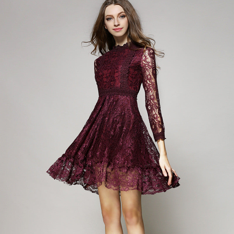 maroon dress with lace
