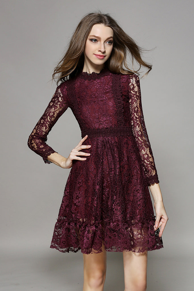 long sleeve maroon dress