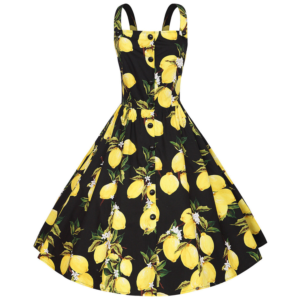 black and lemon dress