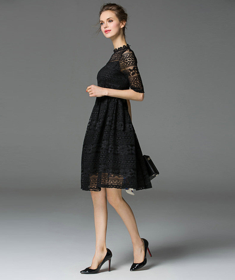 Black Lace Midi Dress – Lily & Co.