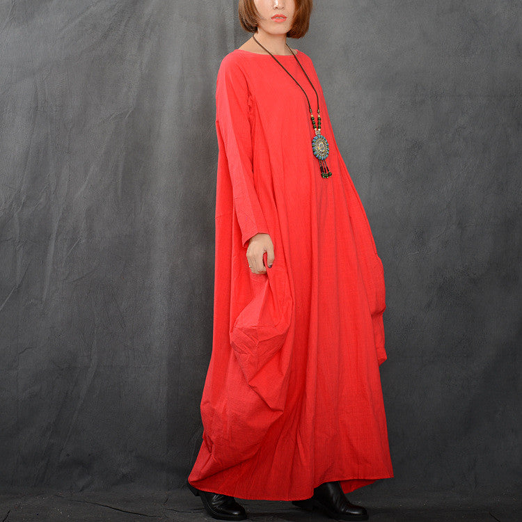 linen long sleeve maxi dress