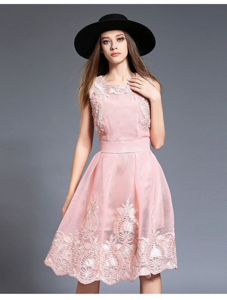 Pink Lace Midi Dress – Lily & Co.