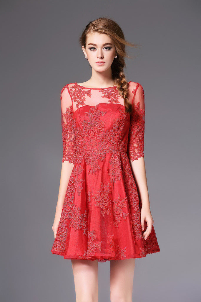 Red Lace Mini Dress – Lily & Co.