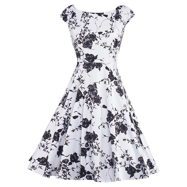 Black And White Sleeveless Priting Dress – Lily & Co.