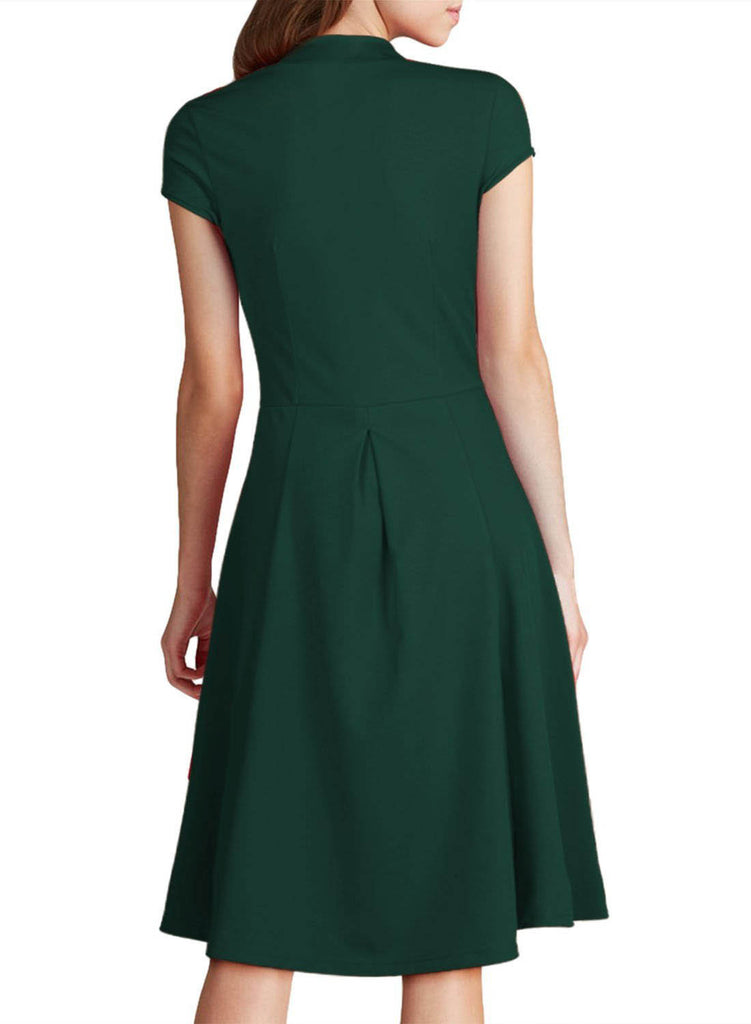 Green V-Neck Vintage Dress – Lily & Co.