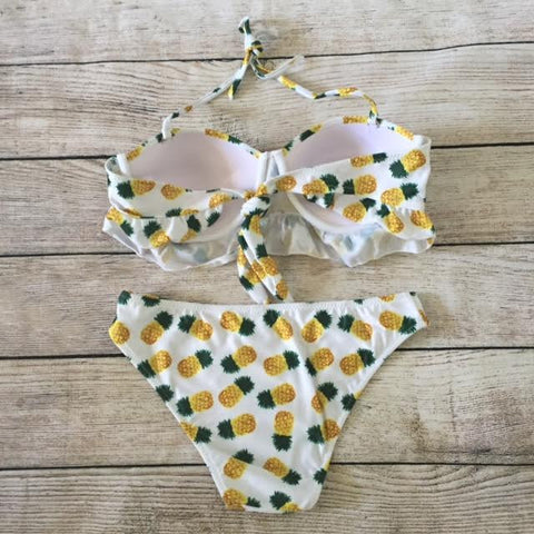 White Pineapple Print Bikini Set – Lily & Co.