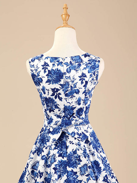 Blue and White Floral Vintage Dress – Lily & Co.