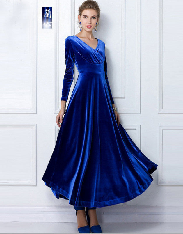 long sleeve royal blue dress