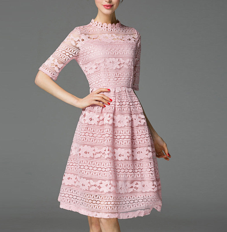 pink lace midi