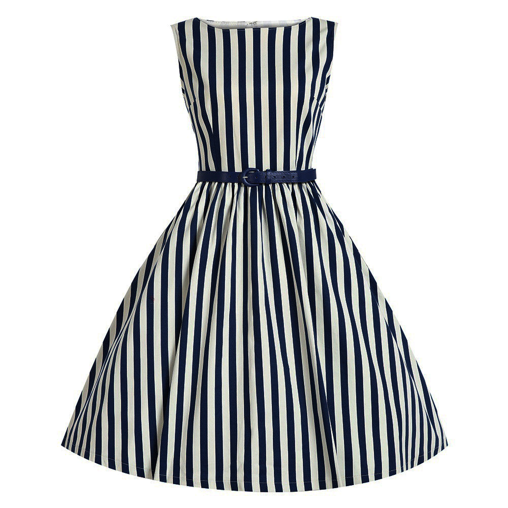 Belted Blue and White Stripe Vintage Dress – Lily & Co.