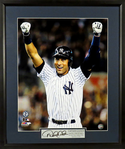 Derek Jeter Yankees Custom Framed Photo Display with Captain Patch