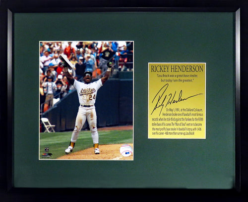 Rickey Henderson Autographed Signed Framed Oakland A's 