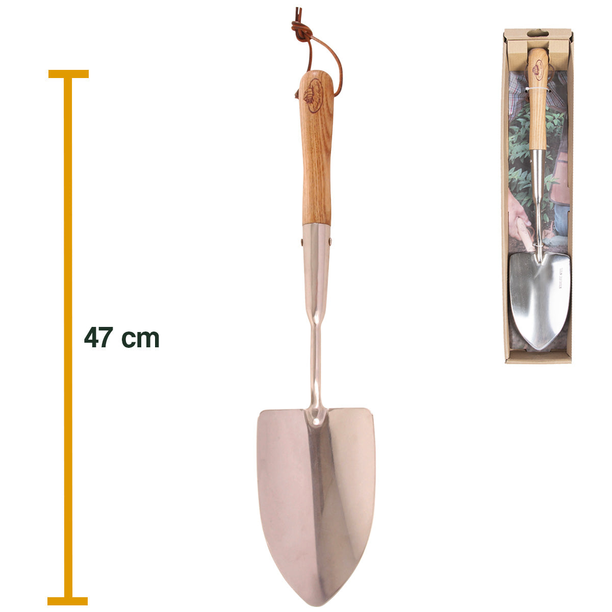 Magnetisch plastic lawaai Schop - ↑ 47 cm - RVS - Essenhout - Schep voor in de tuin in geschenkd –  FLESSENTUIN