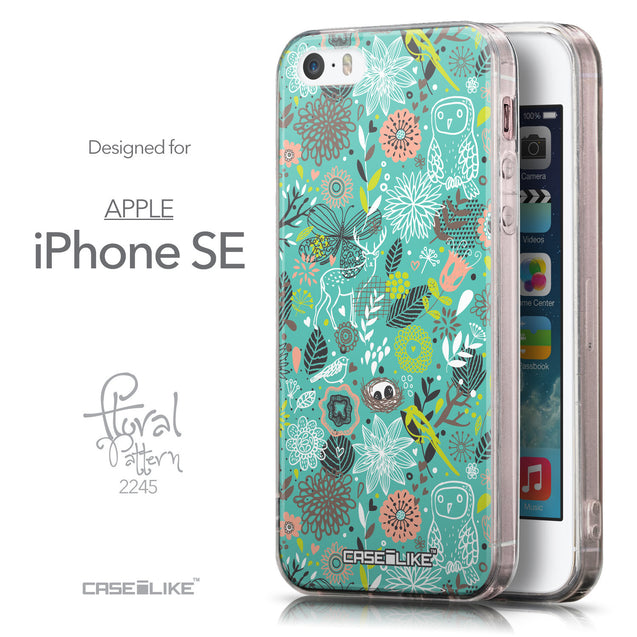 Front & Side View - CASEiLIKE Apple iPhone SE back cover Spring Forest Turquoise 2245