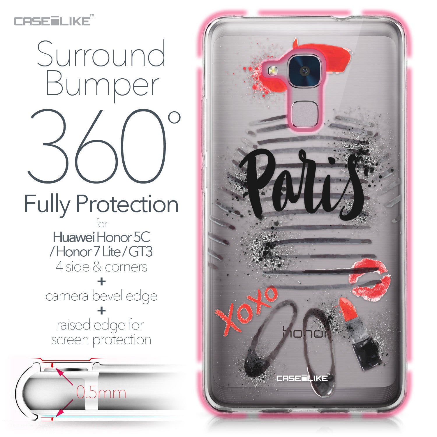 textuur ontwerp korting Huawei Honor 5C / Honor 7 Lite / GT3 case Paris Holiday 3909 - CASEiLIKE™