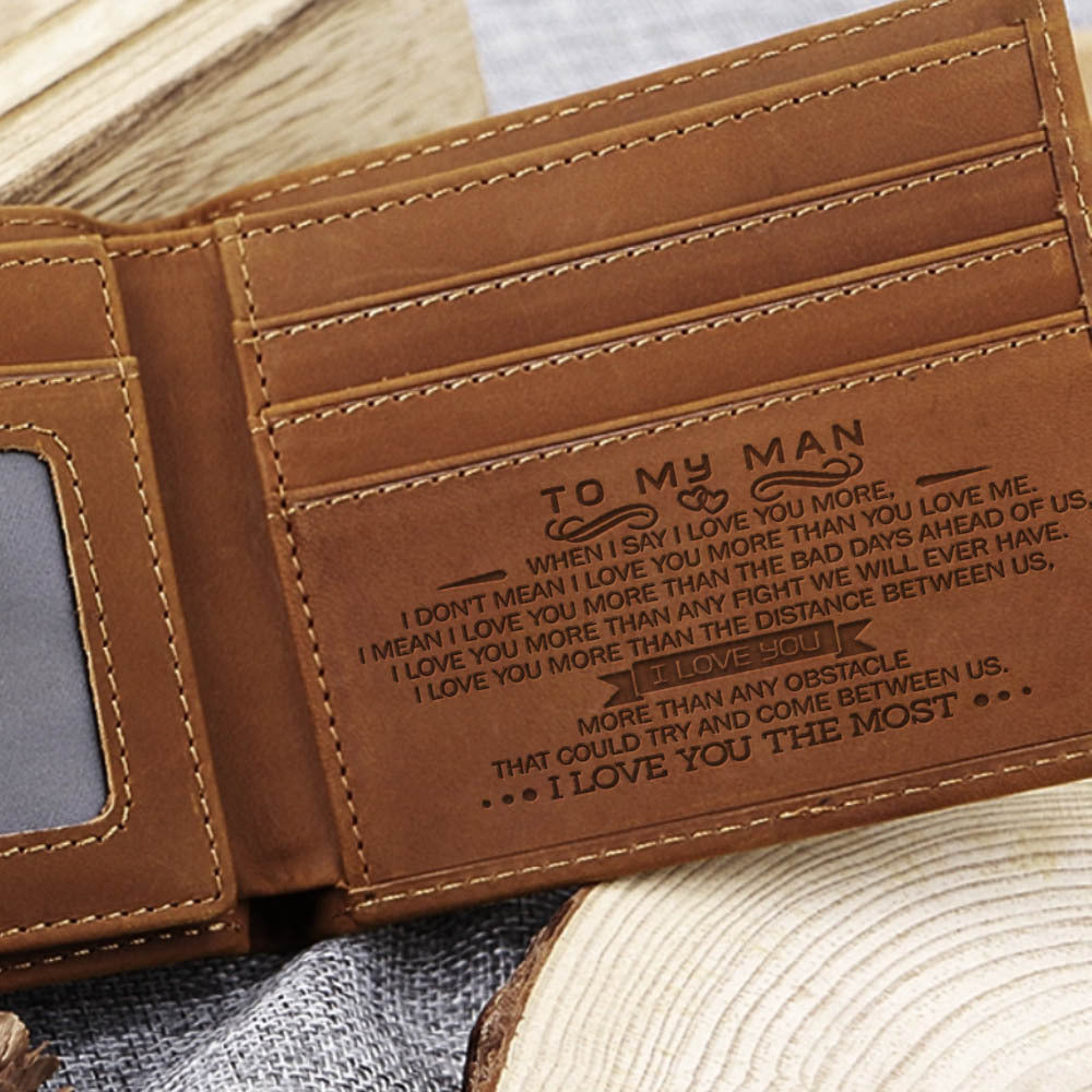 Leather, Bifold, wallet, personalized, message, him, husband, boyfriend, gift