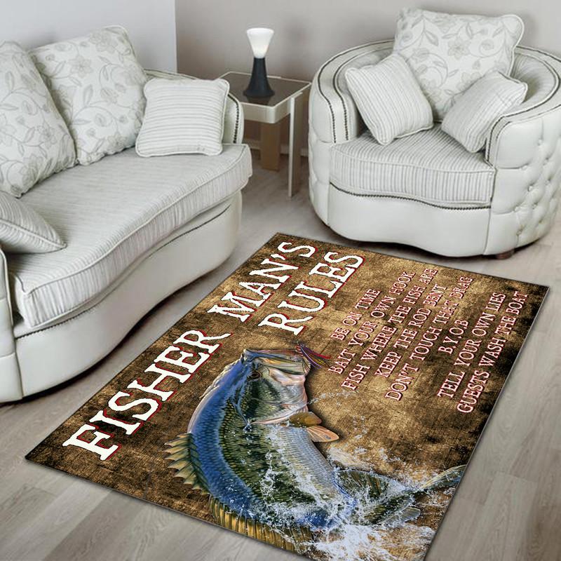 Personalized Fisher Man's Rules Rug , Living Room Rugs ...