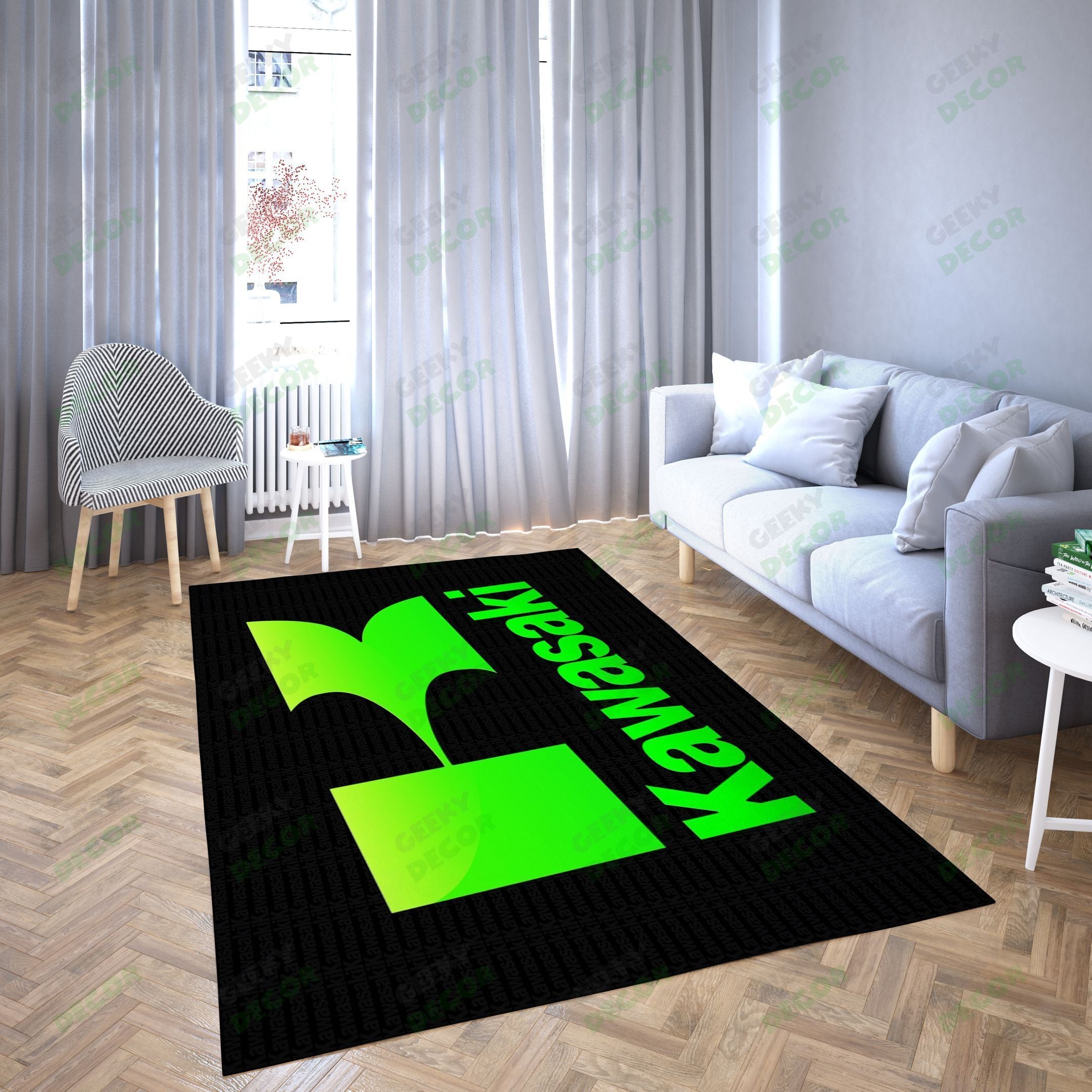 Kawasaki Logo Attractive Fashion Carpet Living Room Area Rug – Rug Decor