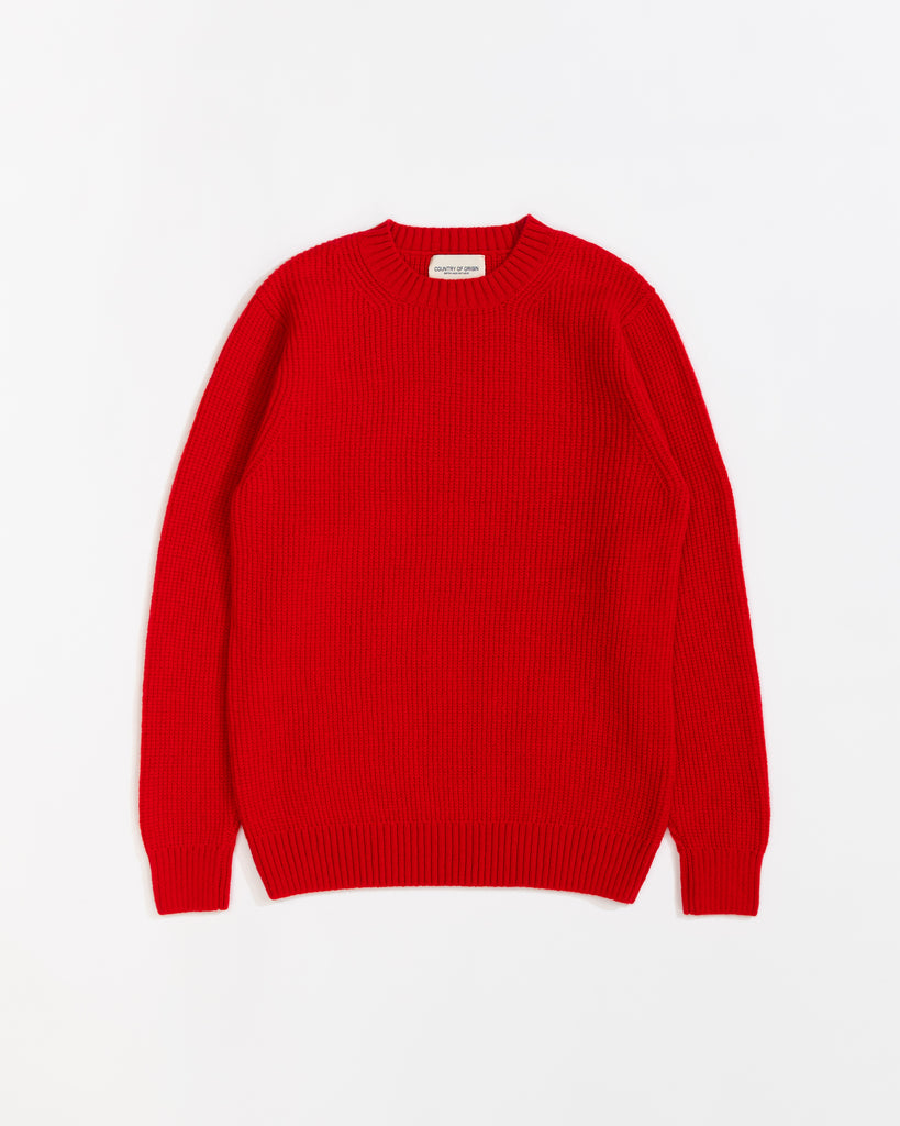 Ribbed Crew • Supersoft Lambswool • Red