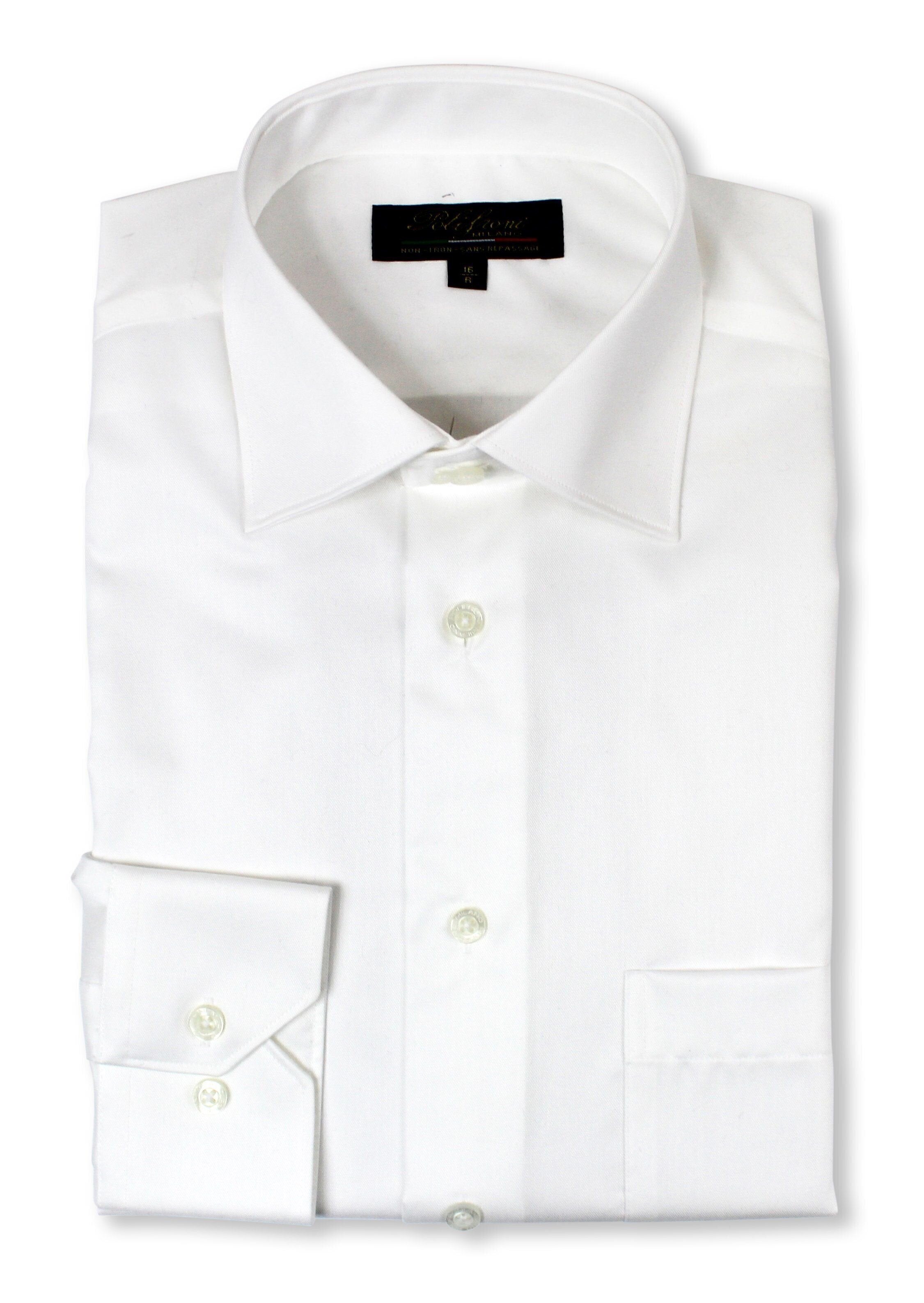 POLIFRONI MILANO DRESS SHIRT CLASSIC FIT WHITE | Caswell's Fine Menswear