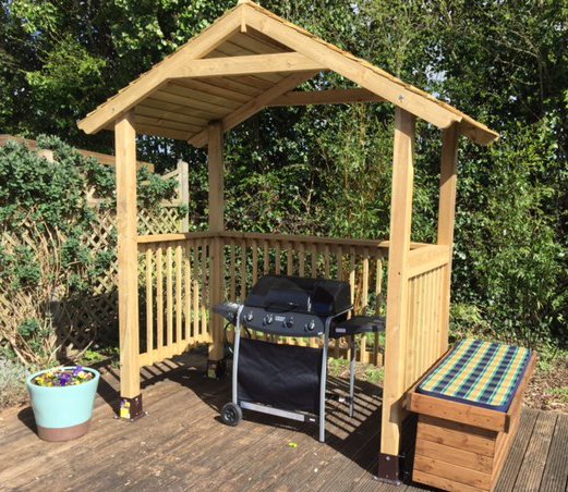 Custom-built wooden BBQ shelter