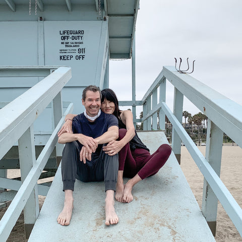 Brian and kathy McCarthy on Lifeguard Station in Santa Monica, CA