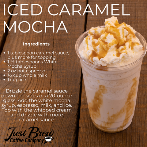 iced caramel mocha with Just Brew Coffee