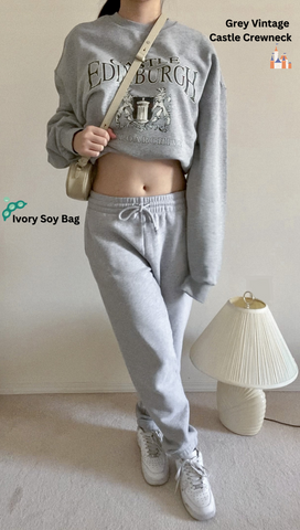 Dose Clothing Millo Sweater fall outfit inspiration - grey crewneck