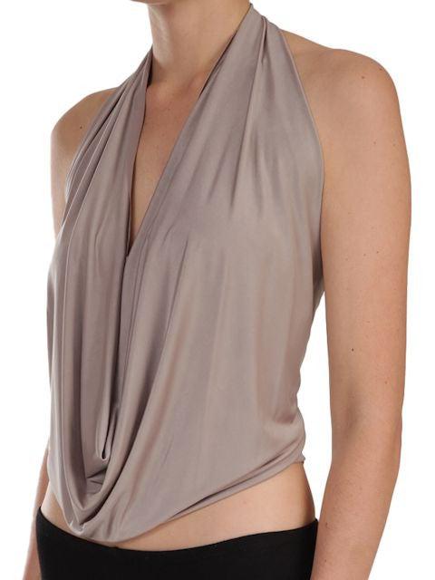 Deep Cowl Halter Top - Champagne – Summer Indigo