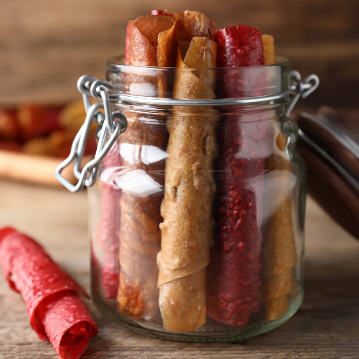 Fruit leather in a jar