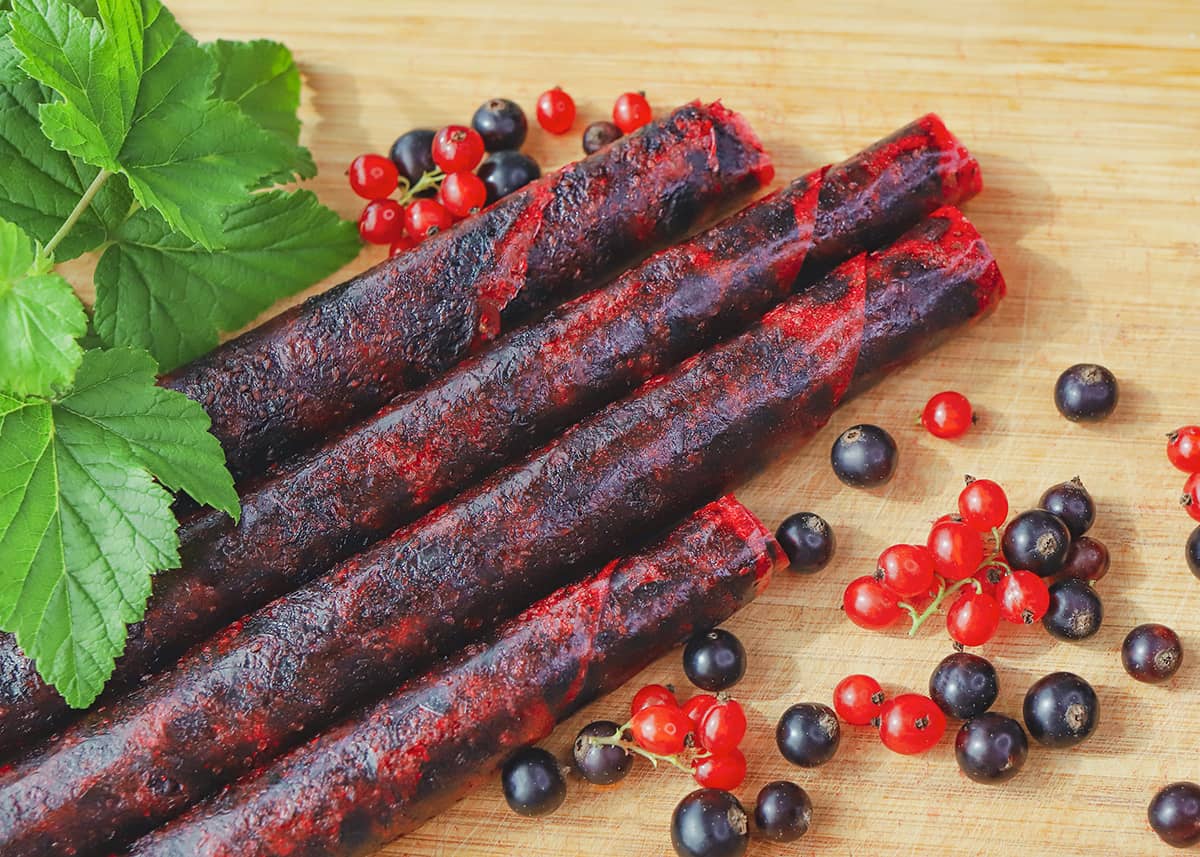 Fruit leather swirl, blue and red