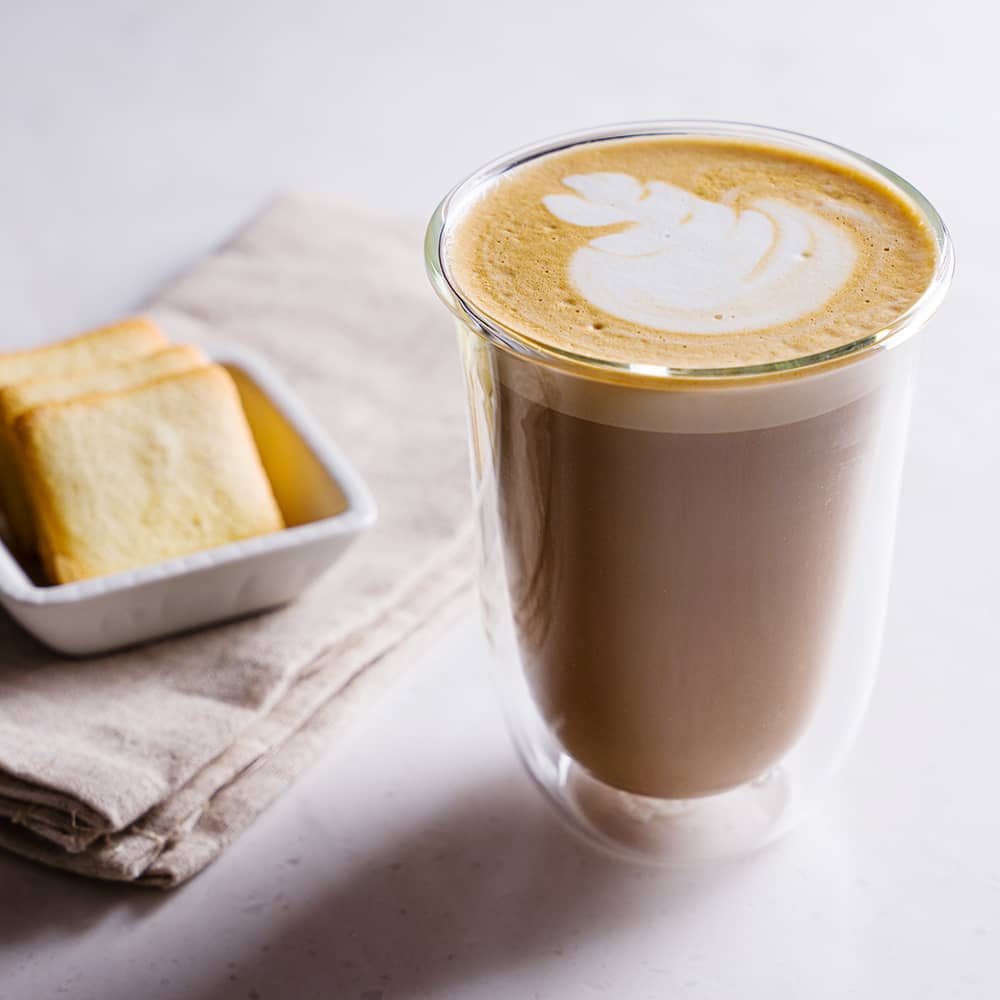 Glassware latte with latte art