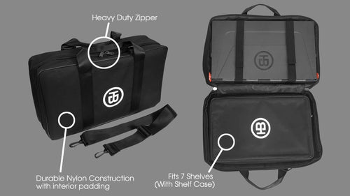 Carrying Case features: heavy duty zippers, durable nylon construction.