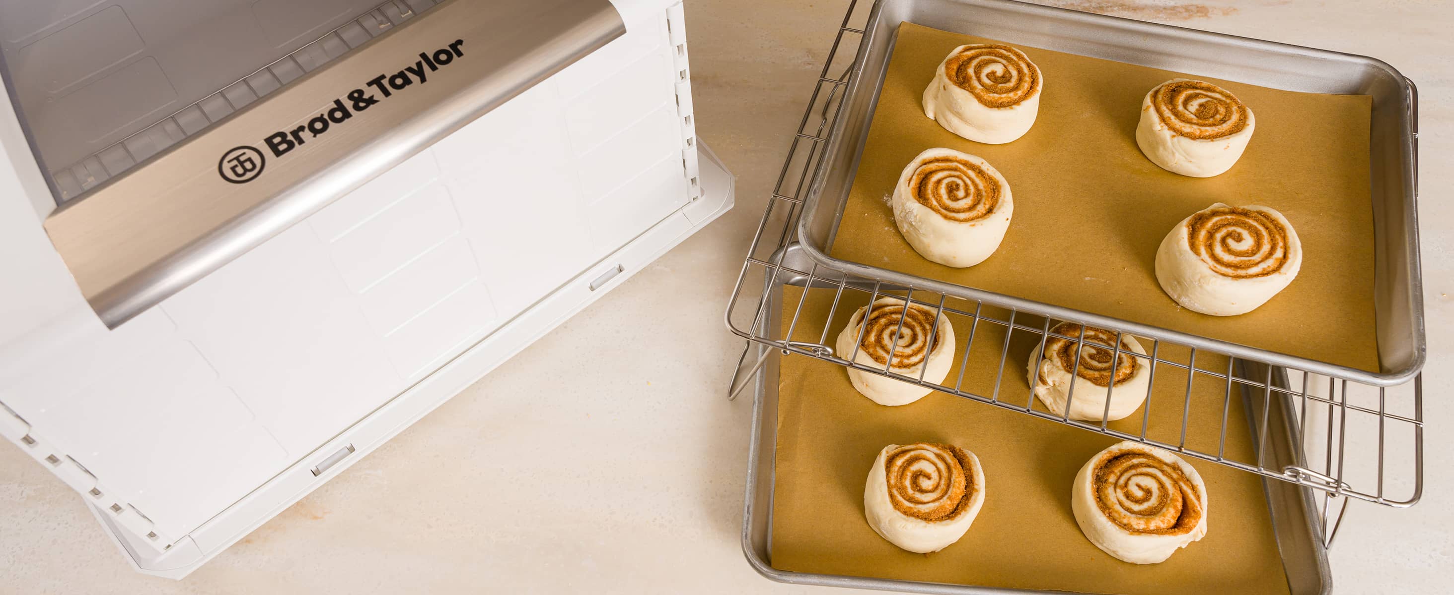 Proofer Accessory Shelf with the proofer and cinnamon roll dough