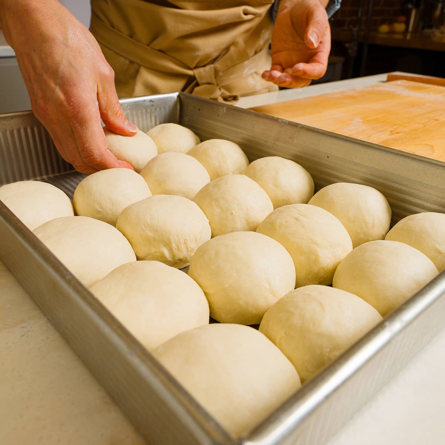 Placing the rolls in a pan