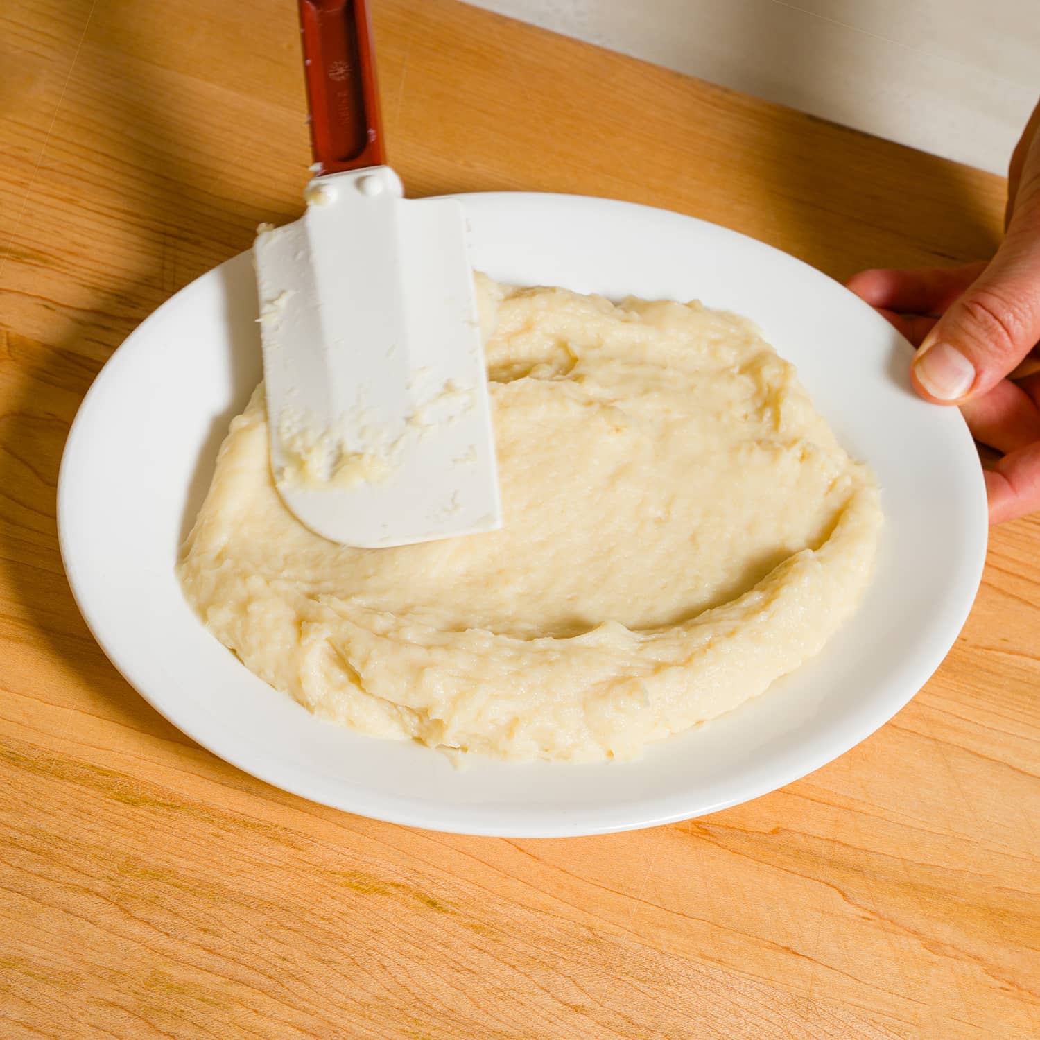 Spreading the tangzhong out onto a plate