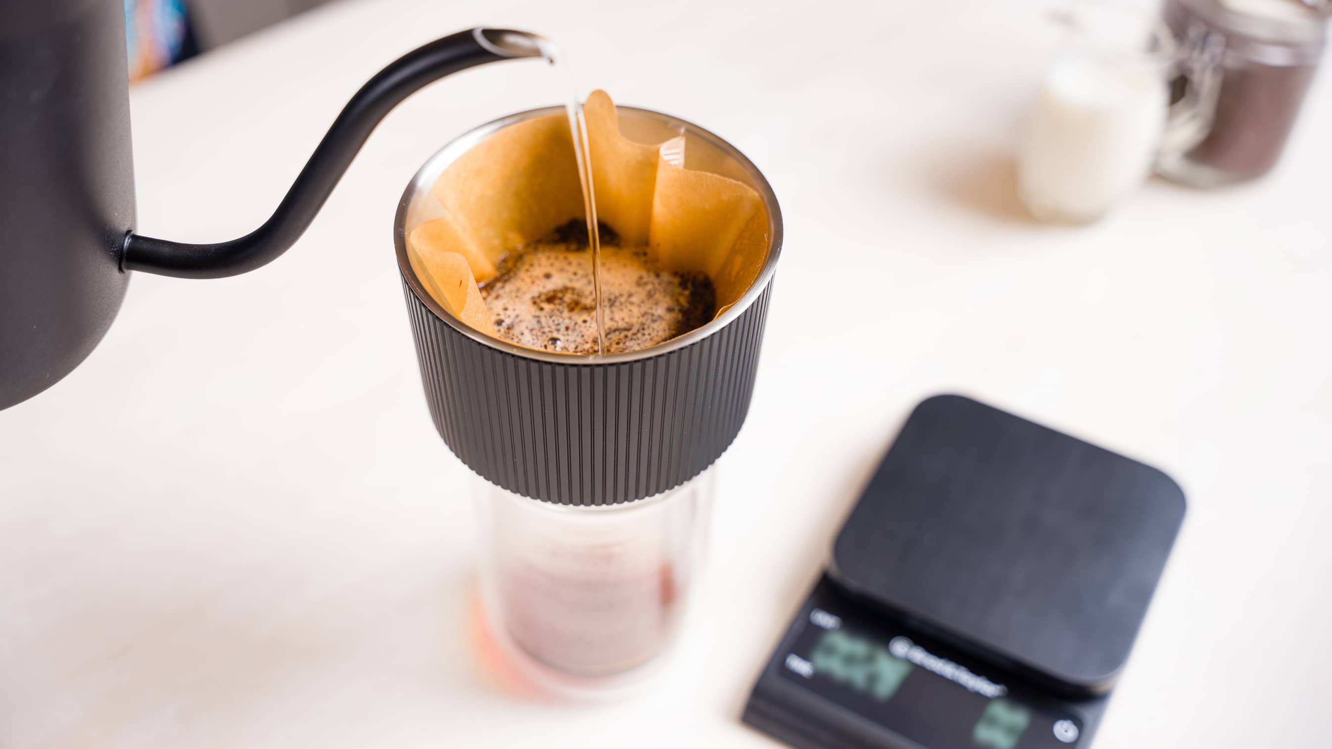 Brewing coffee using Brod and Taylor's Pour-over Coffee Dripper 