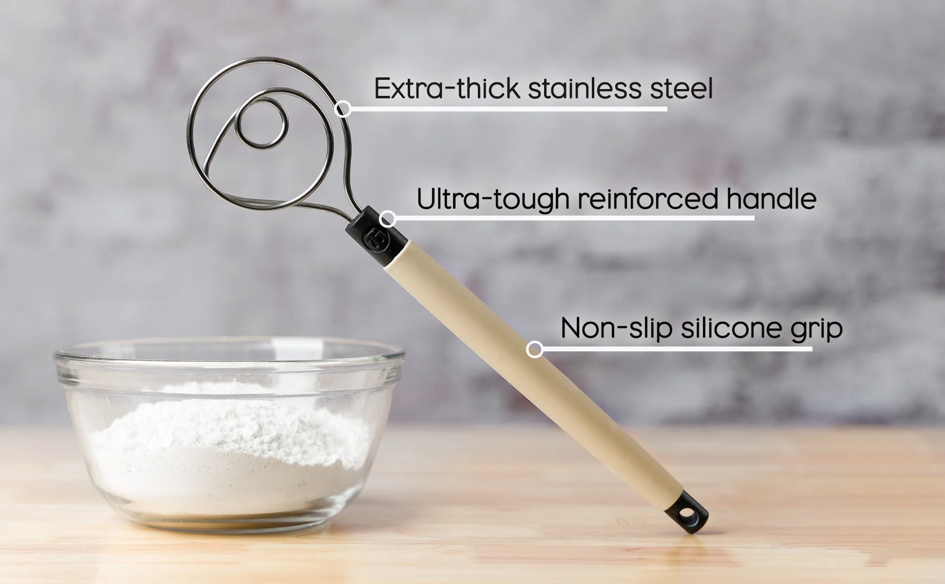 Brod & Taylor Dough Whisk - Heavy Duty Dishwasher-Safe Mixing Tool