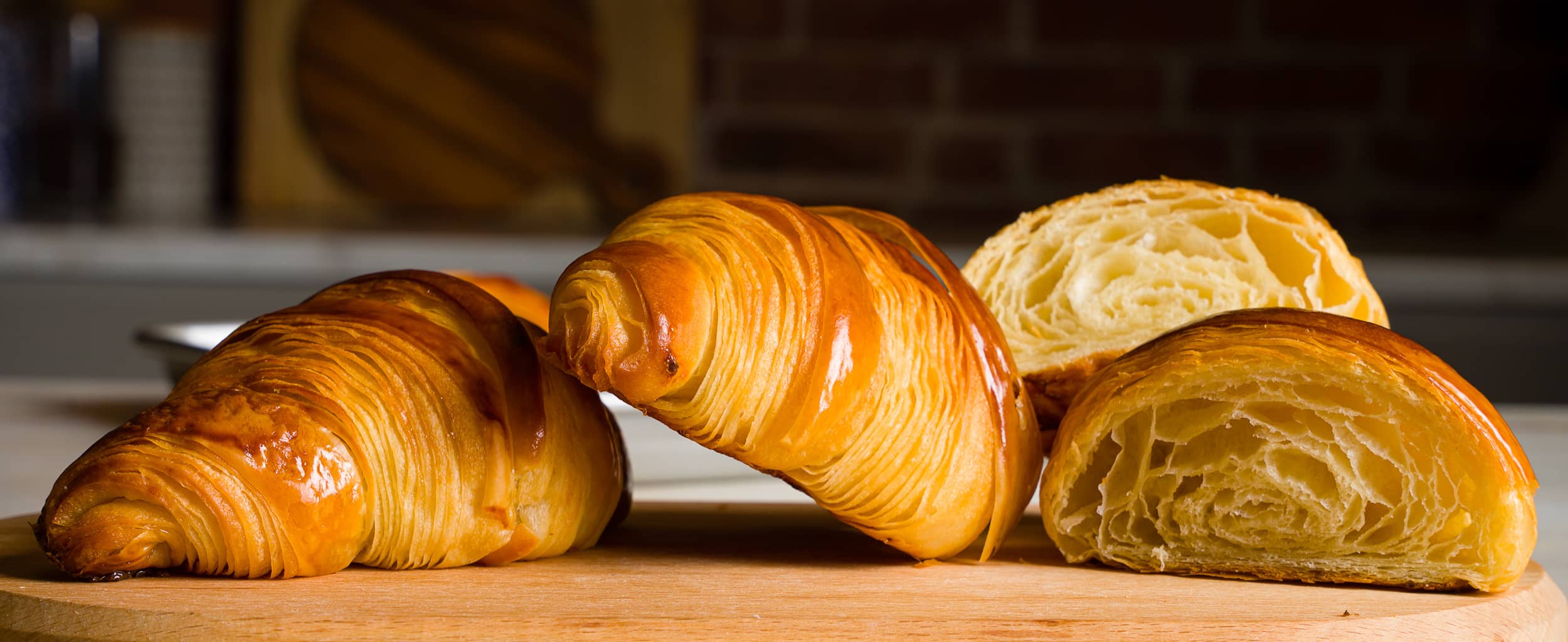 Plain croissants showing lamination