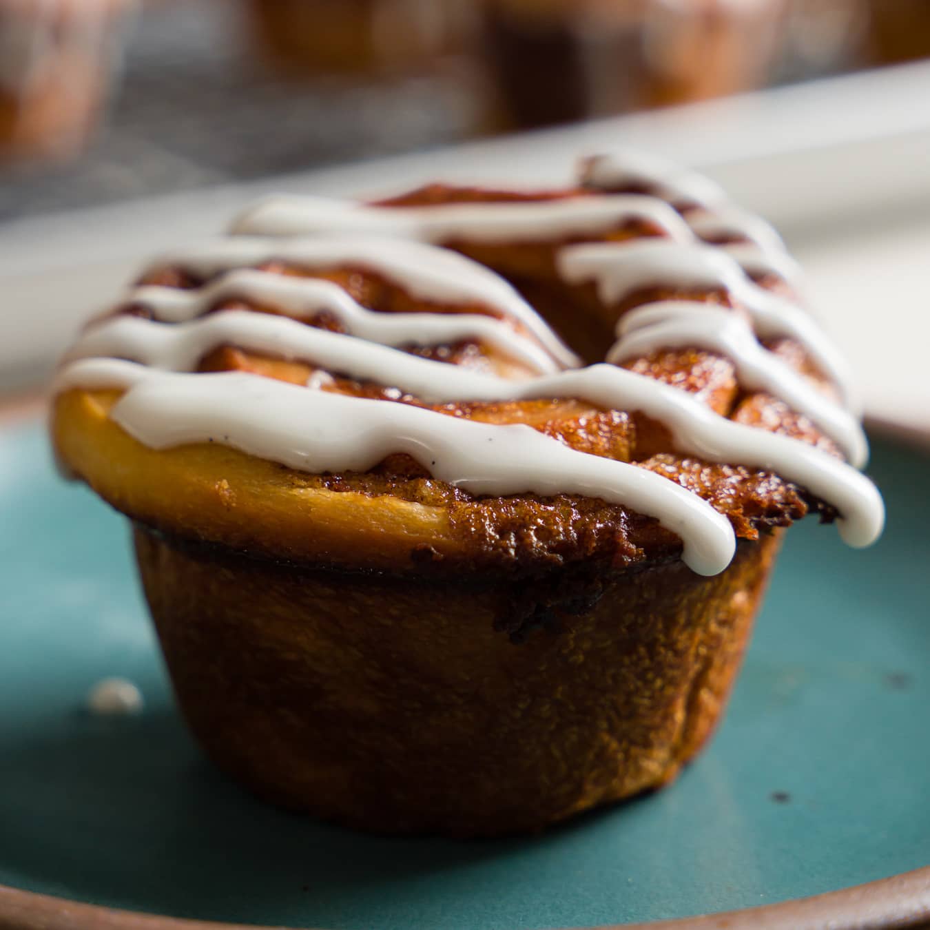 Homemade cinnamon roll with icing